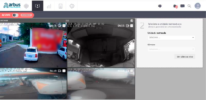 Câmeras do Veículo em Tempo Real